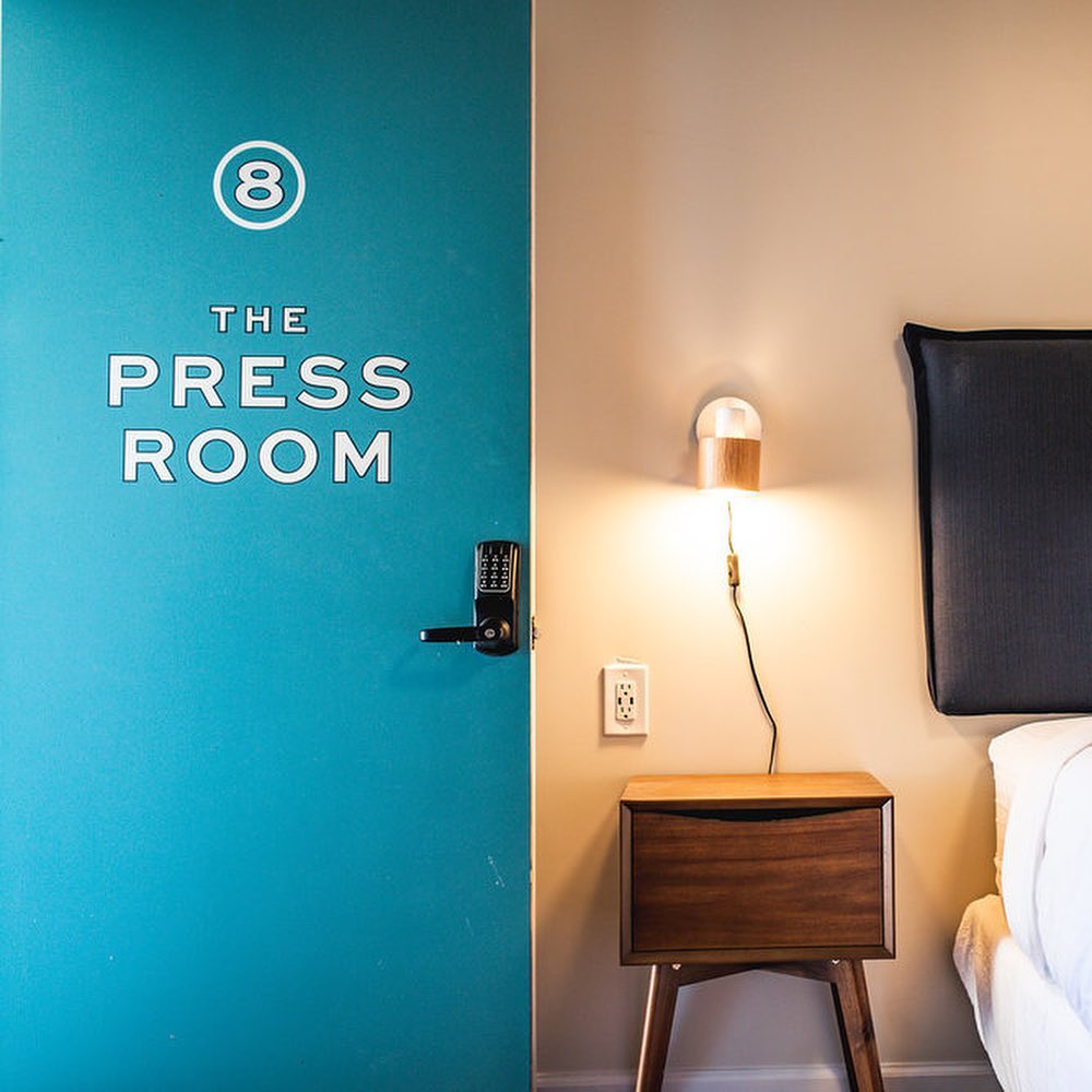 The Press Room guest suite entry