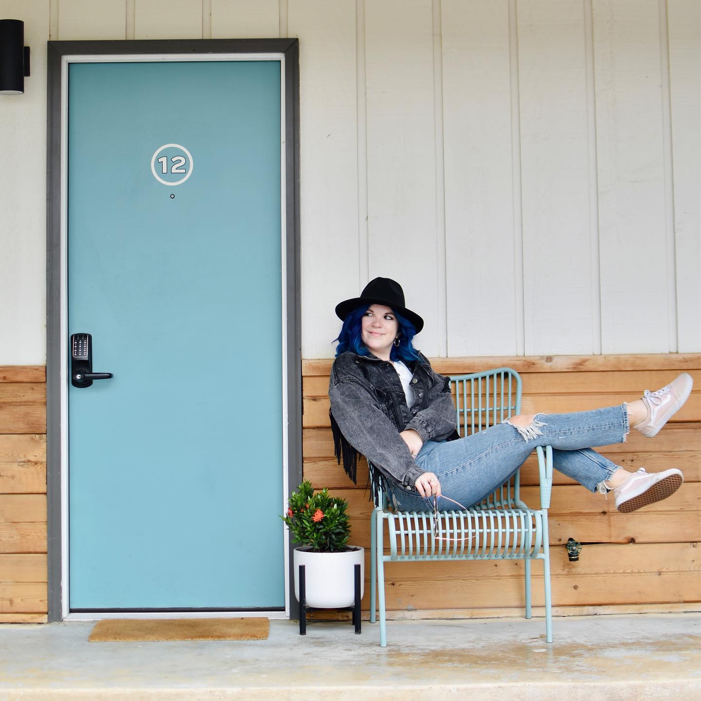 Guest at teal door #12