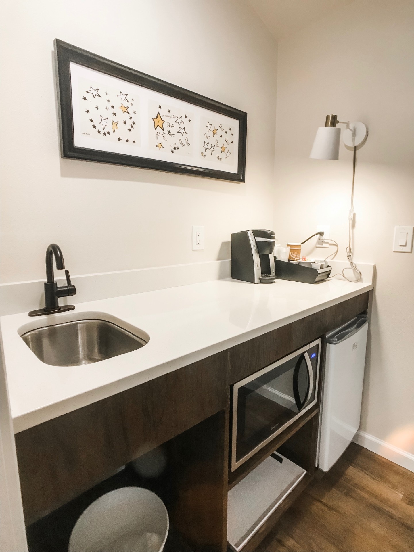 In-room kitchenette with coffee bar